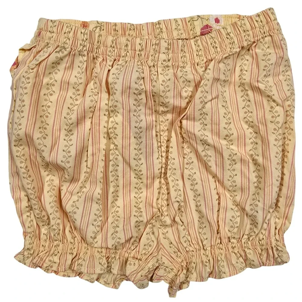 Gymboree Baby Yellow Floral Striped Ruffle Bloomers Shorts 18-24 Summer Safari